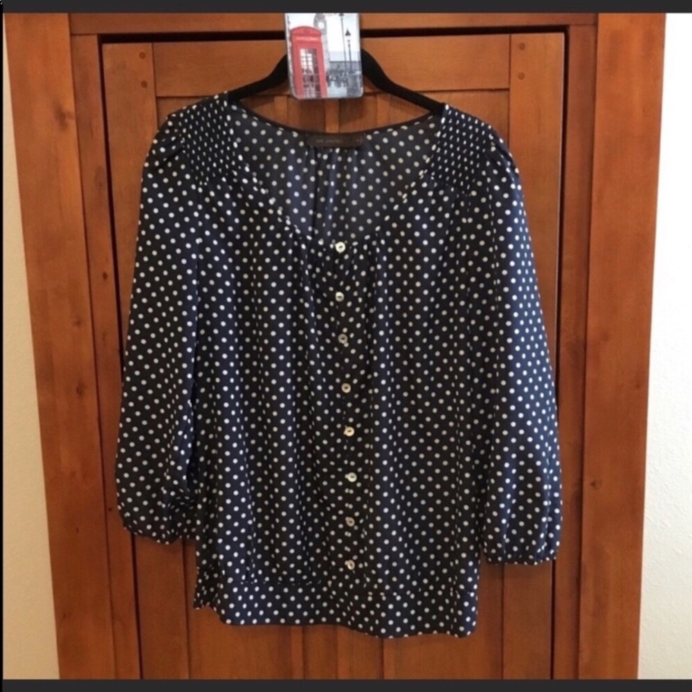 The Limited Navy/Cream Polka Dot Top